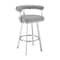 Armen Living Nolagam Swivel Counter Stool in Brushed Stainless Steel with Light Gray Faux Leather 840254335615 - alternate 1